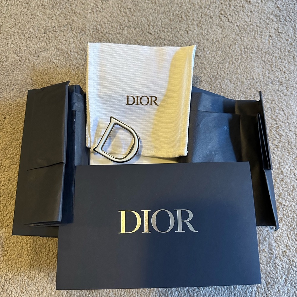 Metallic Christian Dior buckle belt